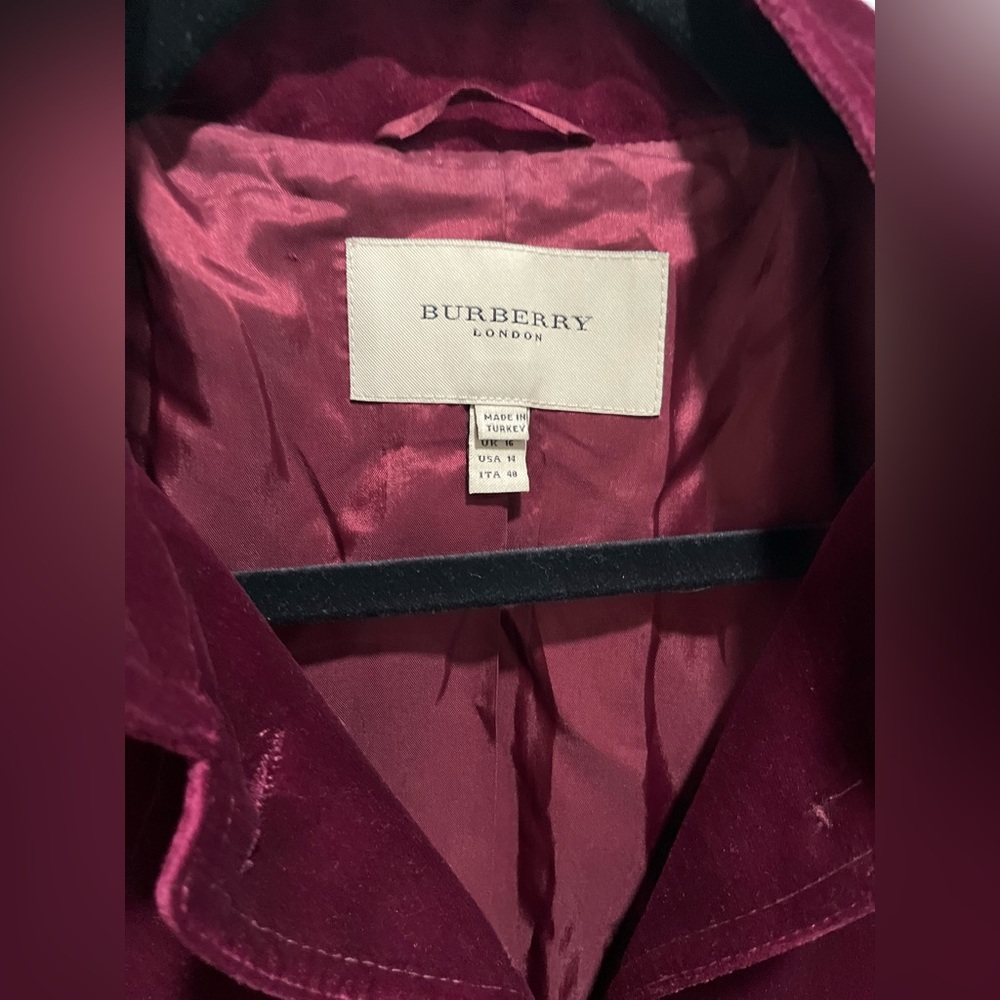 Burberry Deep Red Velvet Women's Blazer Jacket Size 12 - Picture 3 of 4